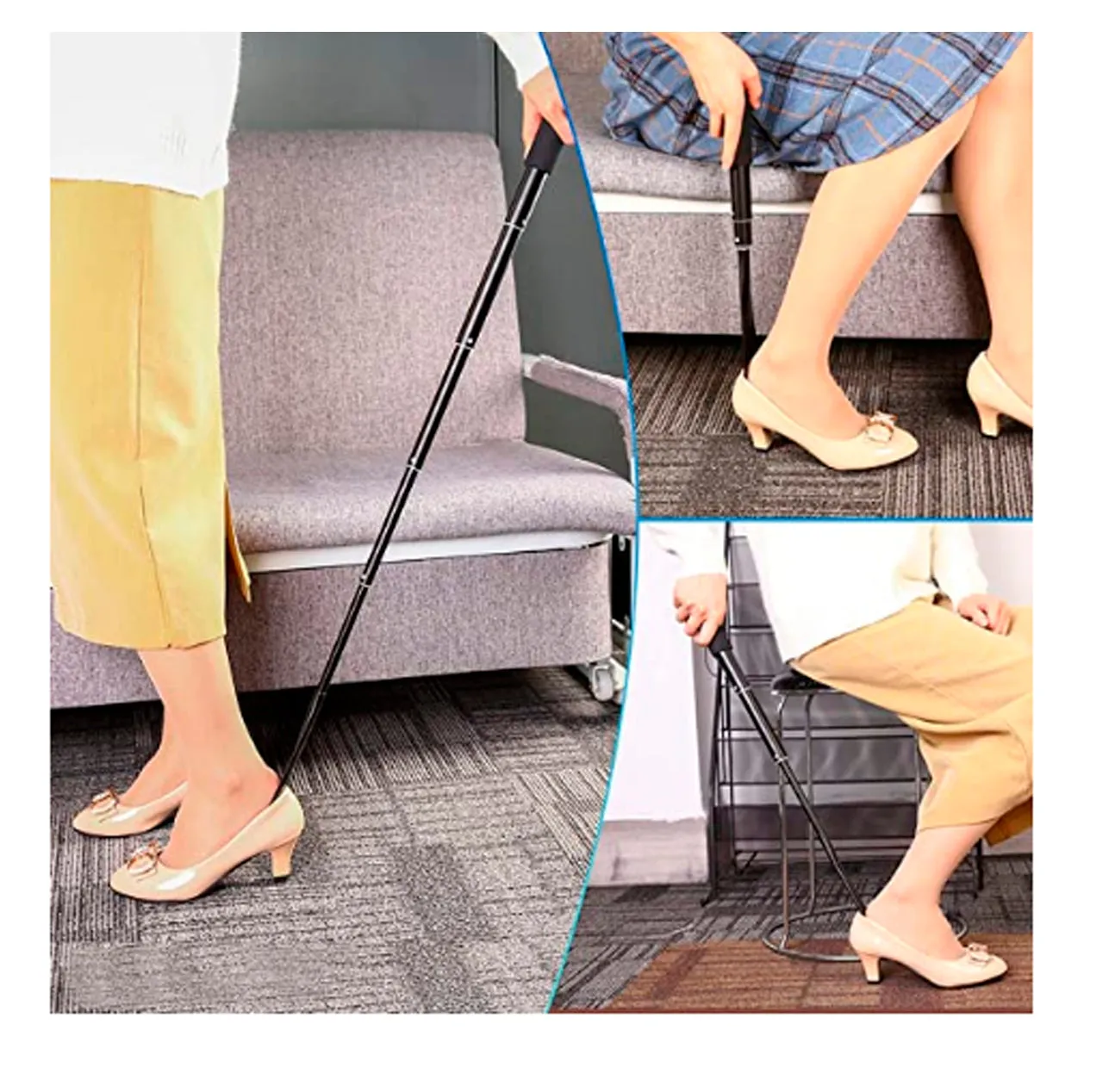 14.5"-37" Retractable Shoe Horn, Long Handled Aluminum
