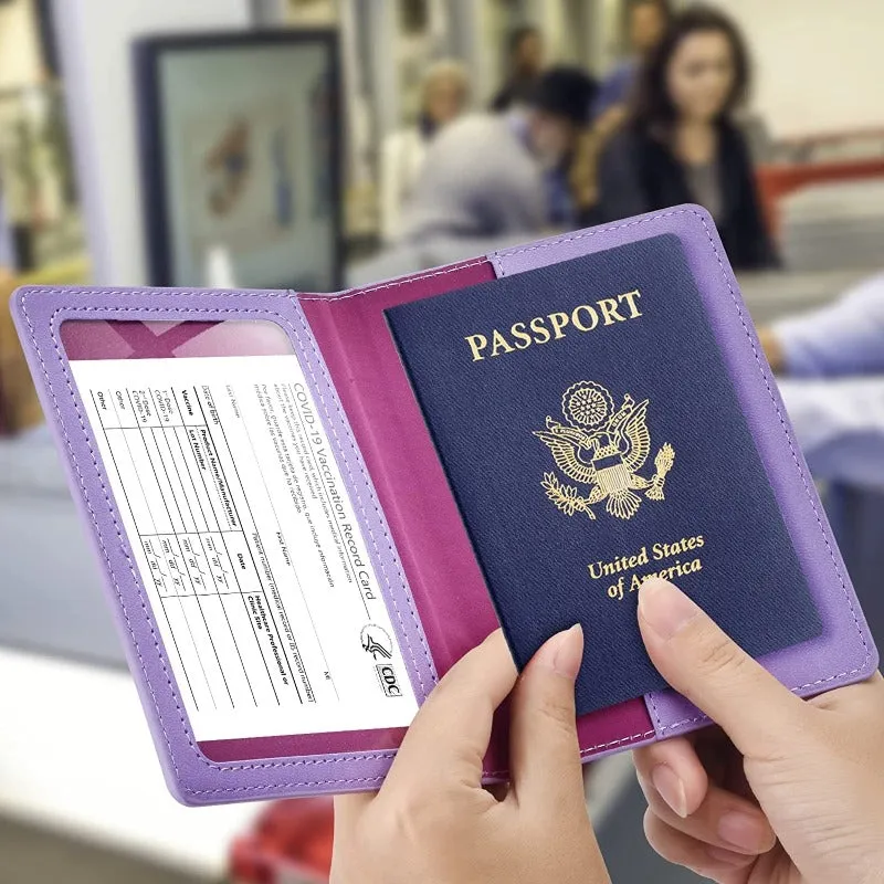 2 Pack Passport Holder and Vaccine Card Holder Combo