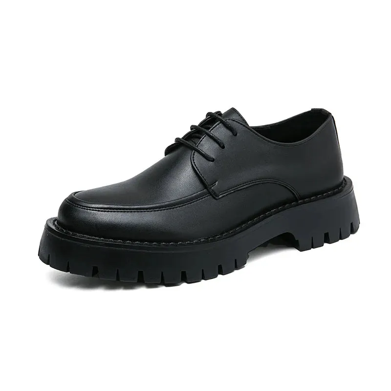 Aidase New Platform Shoes Loafers Shoes Men Thick-soled Wedding Shoes Black Formal Business Shoes Slip-on Leather Increase Casual Shoes