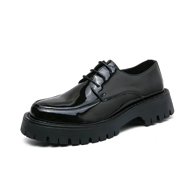 Aidase New Platform Shoes Loafers Shoes Men Thick-soled Wedding Shoes Black Formal Business Shoes Slip-on Leather Increase Casual Shoes