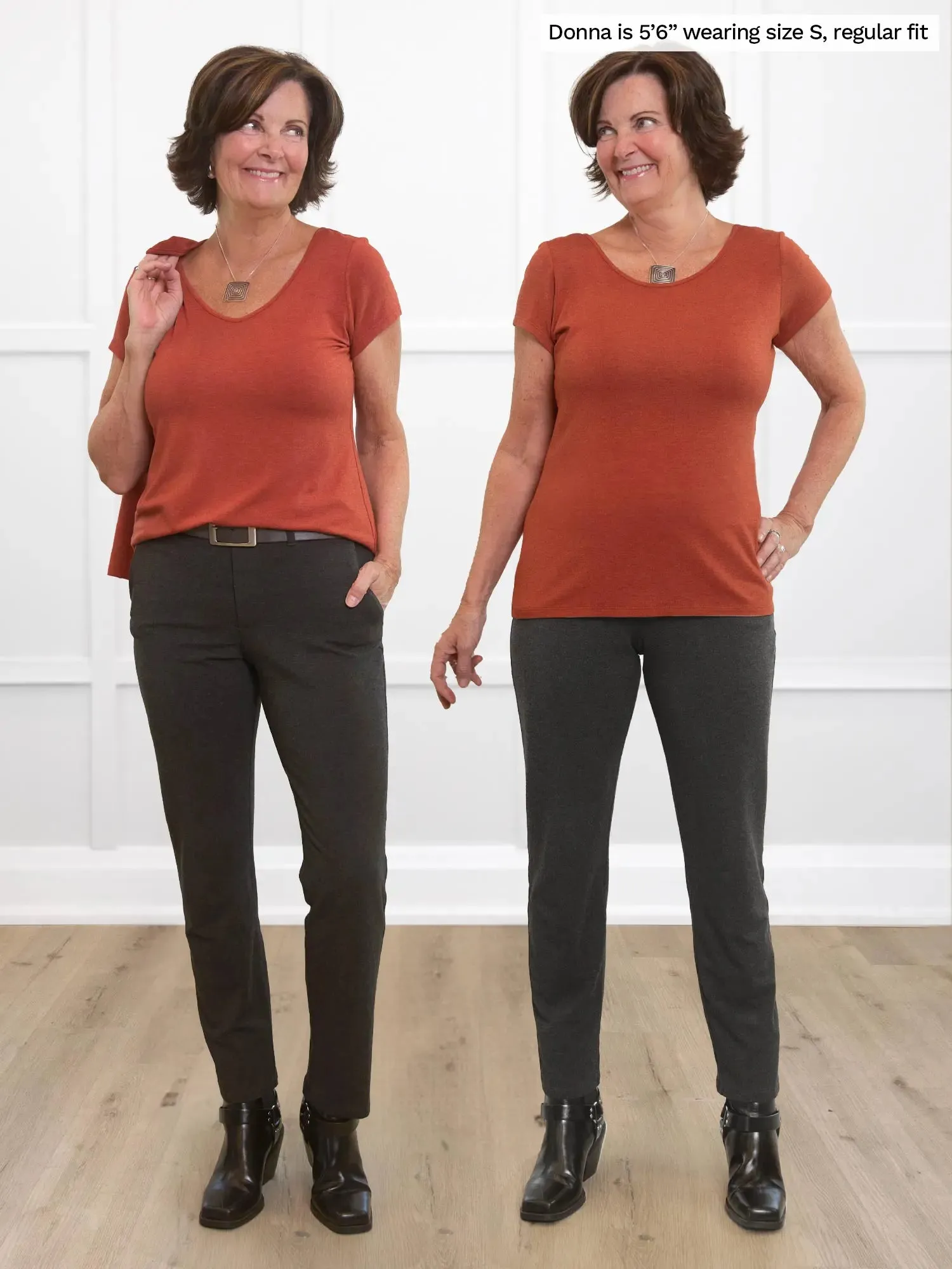Asia mid-rise slim pant