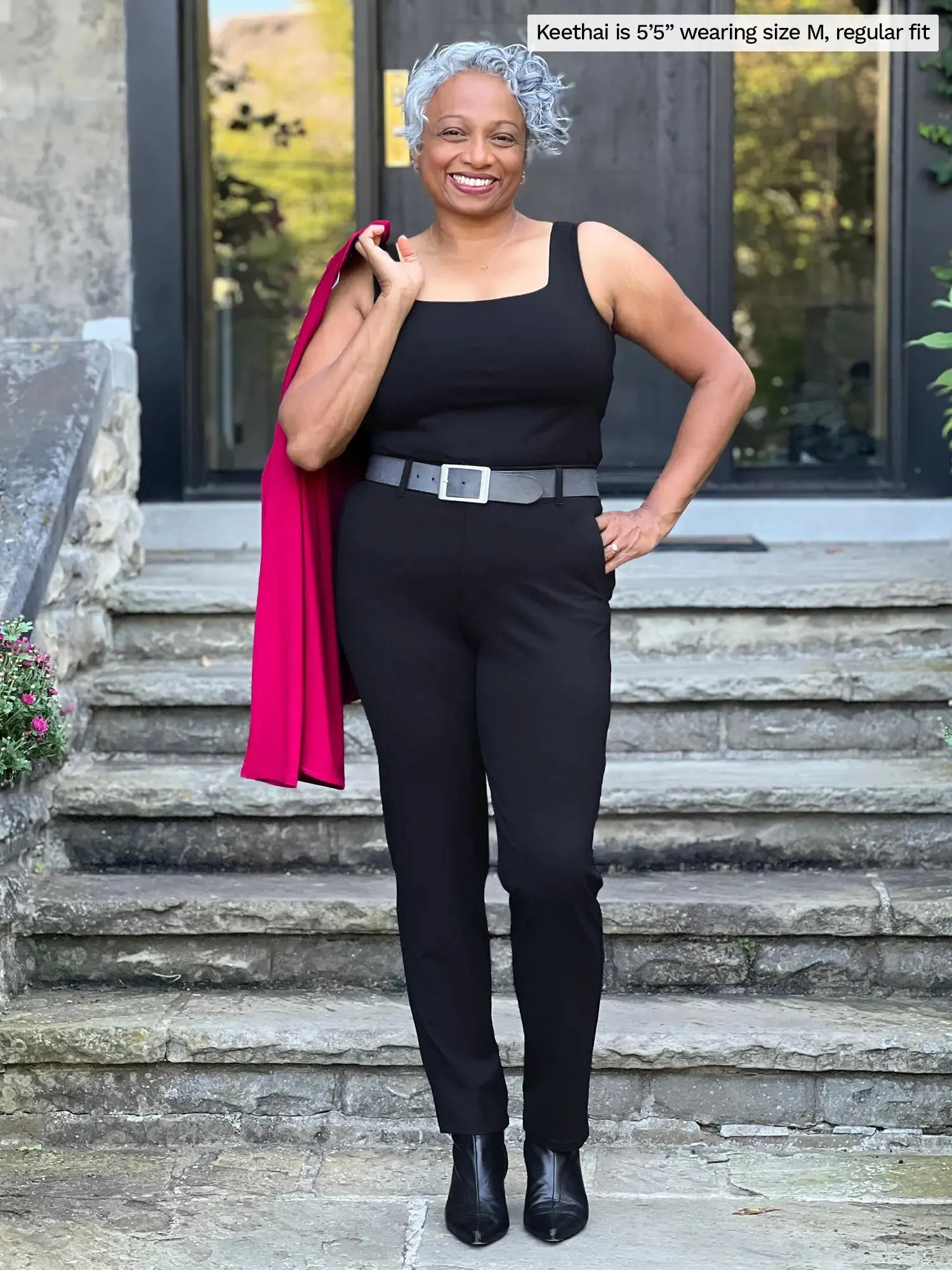Asia mid-rise slim pant