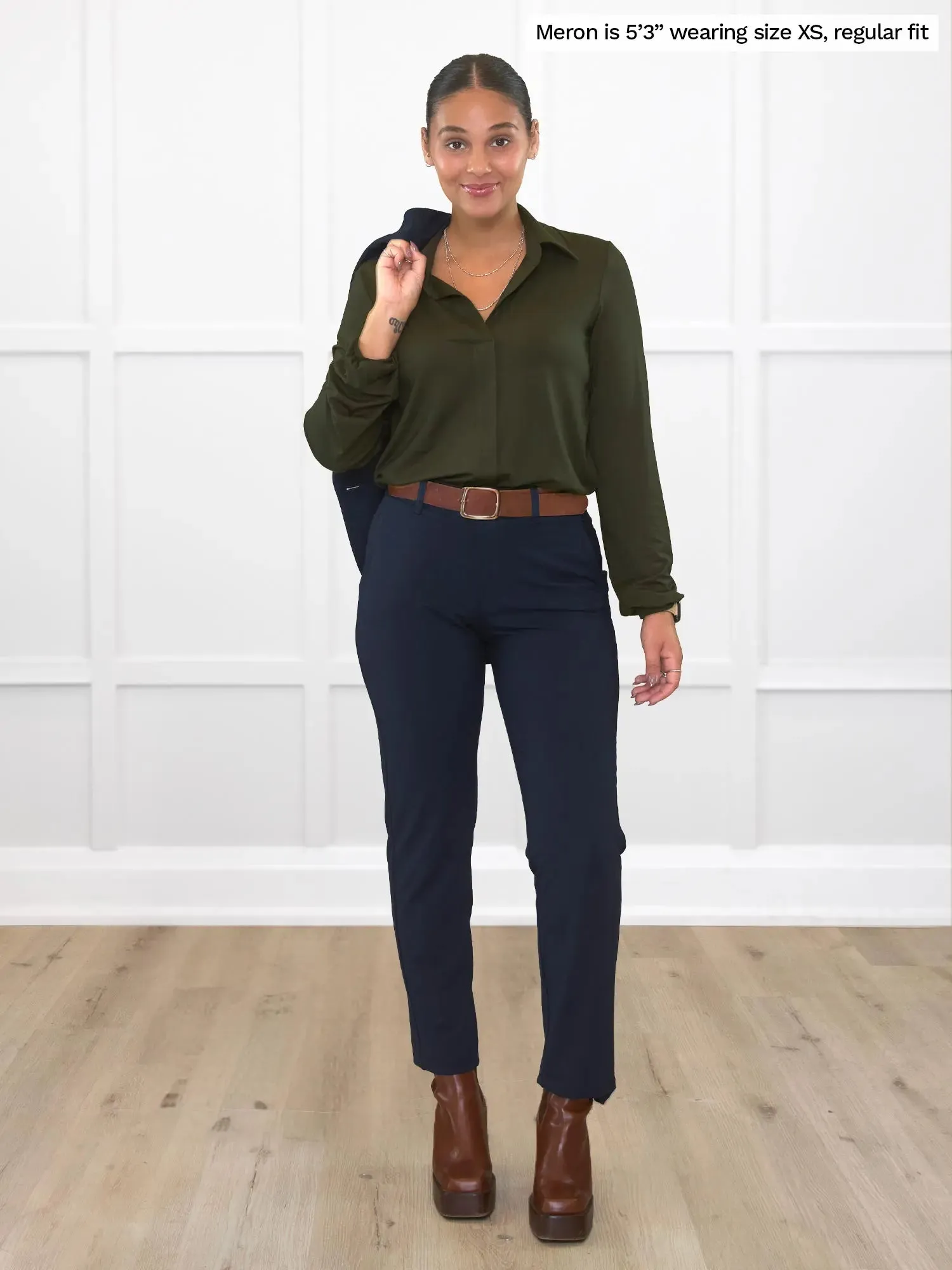 Asia mid-rise slim pant