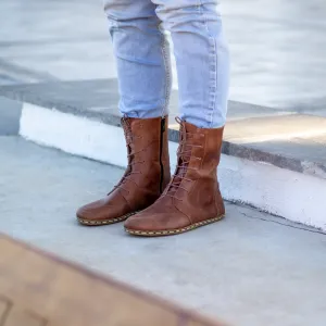 Barefoot Leather Lace-up Crazy New Brown Boots for Men