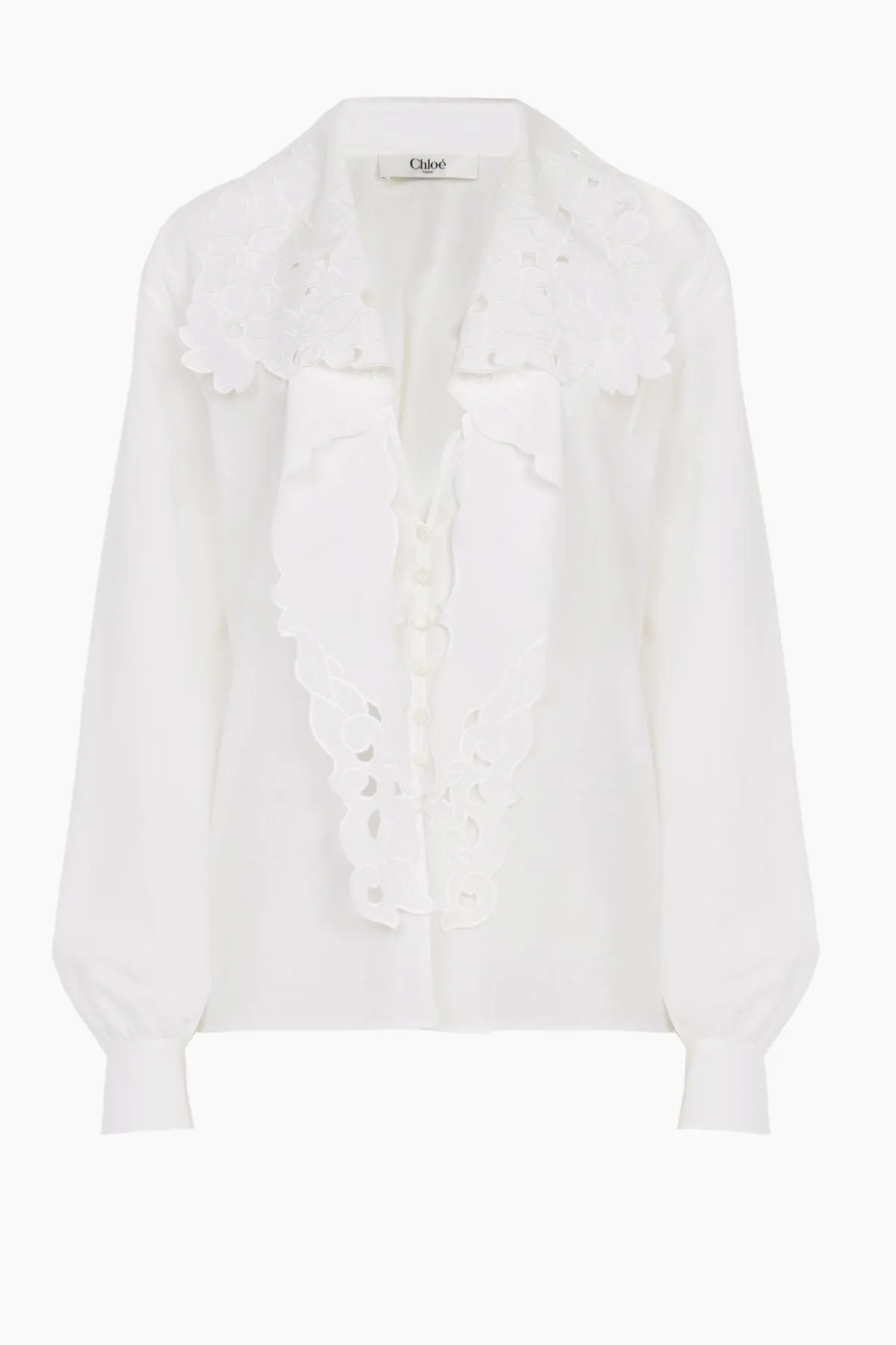 Chlo Embroidered Lavallire Shirt - White