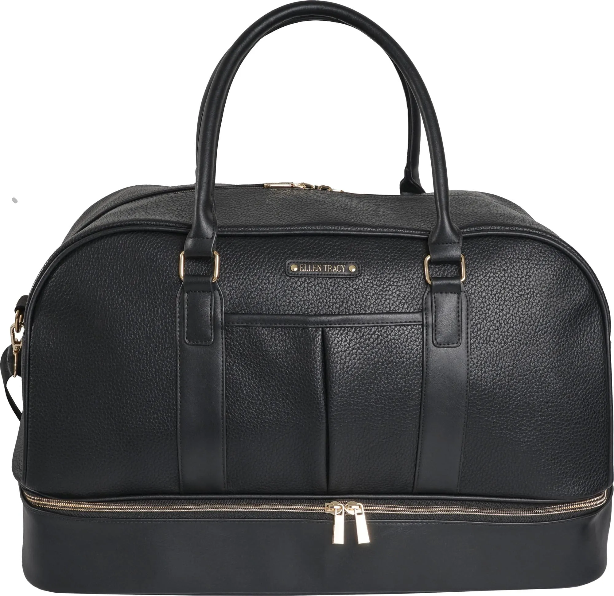 Ellen Tracy 20 Inch Pebble Grain Pocket Drop Bottom Duffel