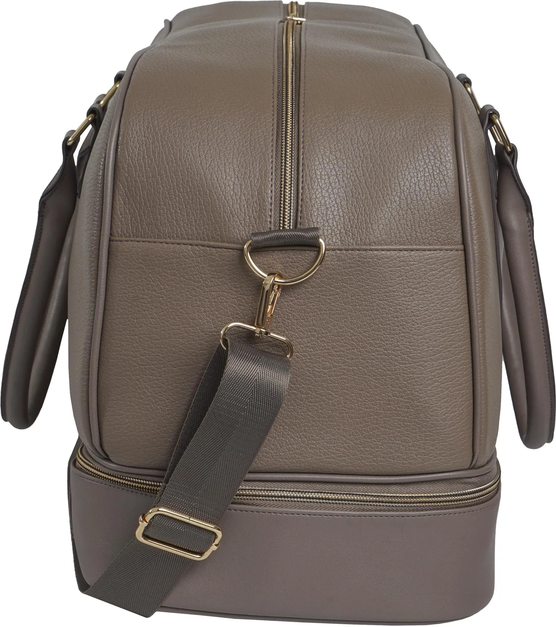 Ellen Tracy 20 Inch Pebble Grain Pocket Drop Bottom Duffel