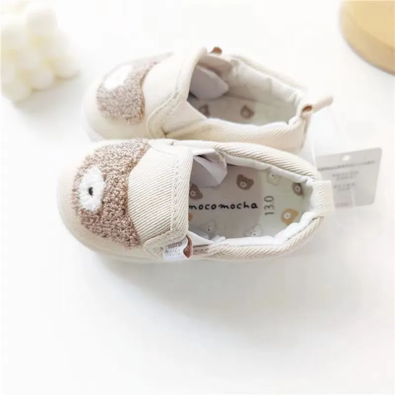 Embroidered Bear First Walker Canvas Shoes