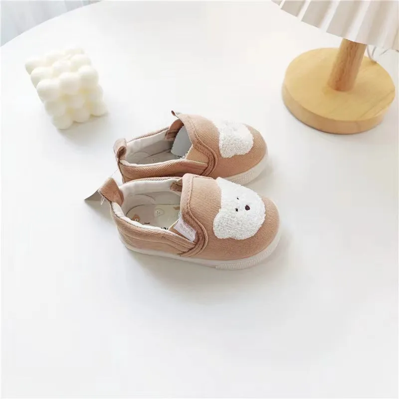 Embroidered Bear First Walker Canvas Shoes