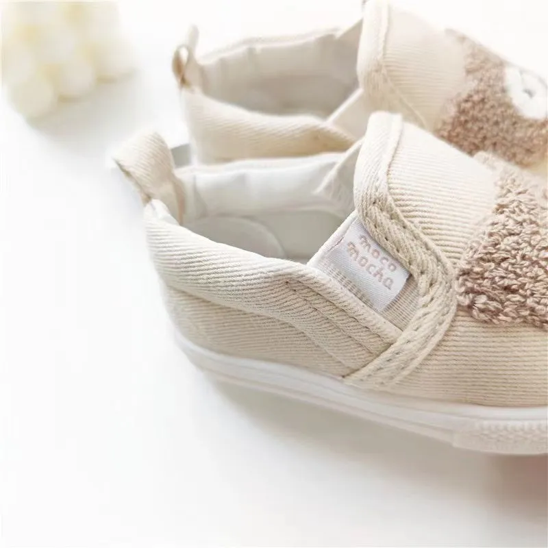 Embroidered Bear First Walker Canvas Shoes