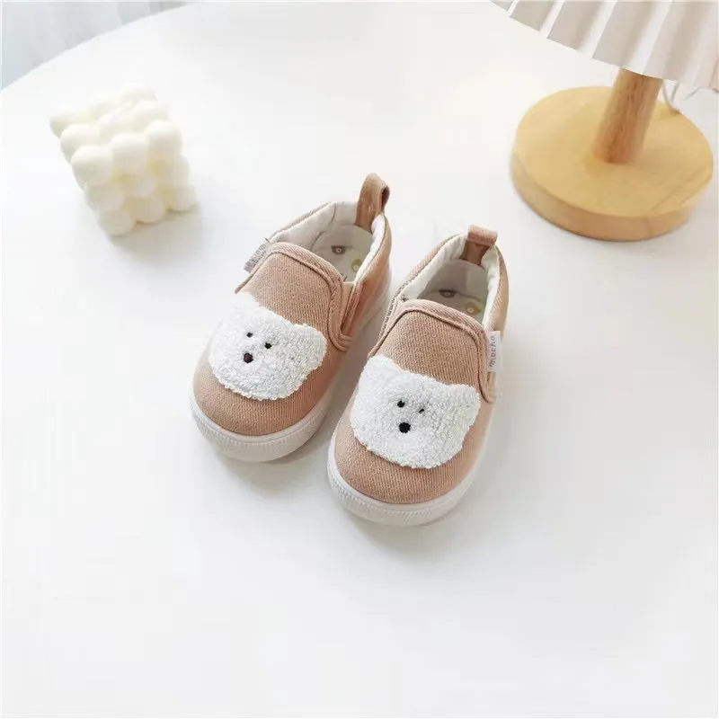 Embroidered Bear First Walker Canvas Shoes