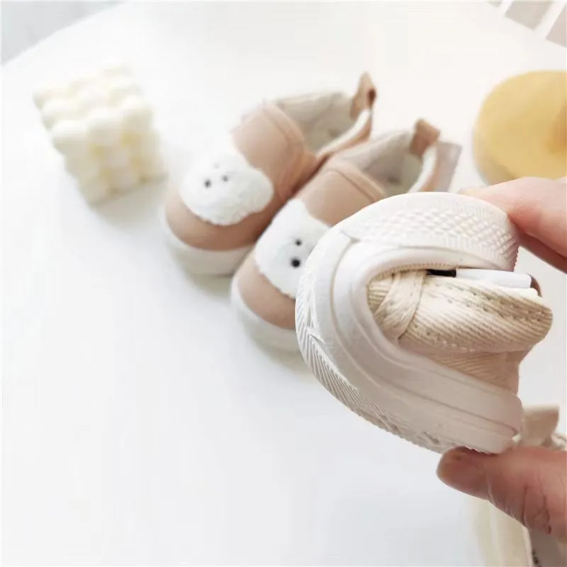 Embroidered Bear First Walker Canvas Shoes