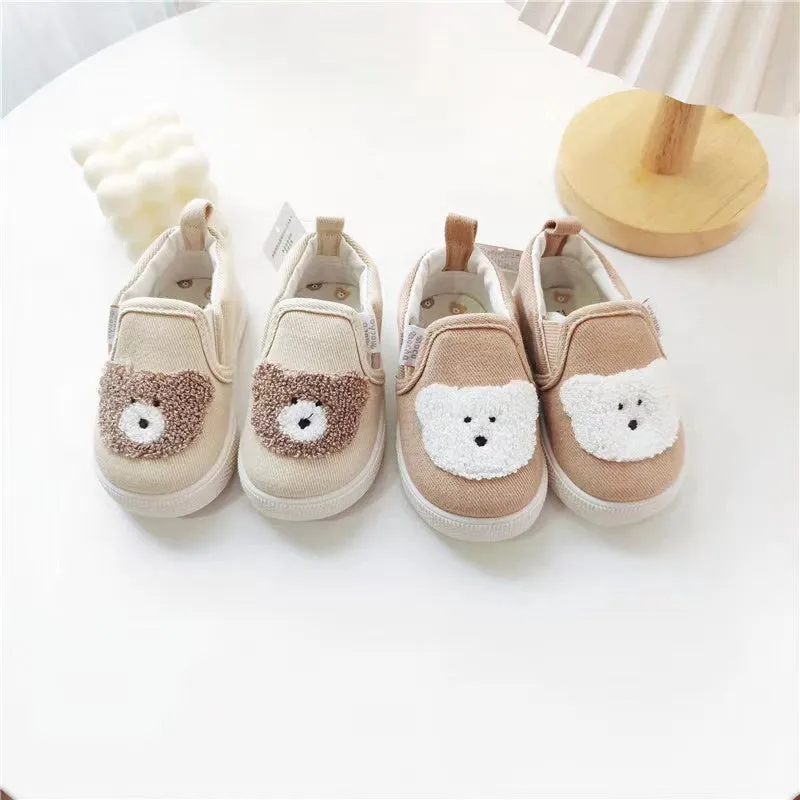 Embroidered Bear First Walker Canvas Shoes