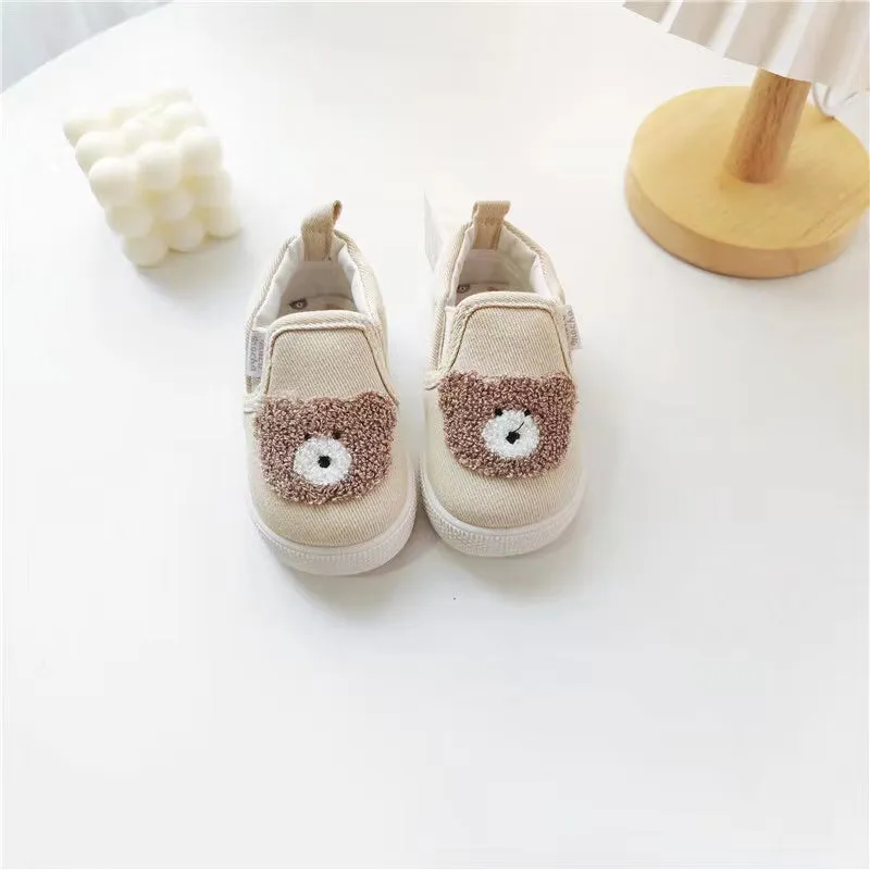 Embroidered Bear First Walker Canvas Shoes