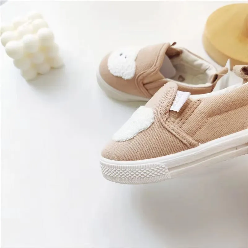 Embroidered Bear First Walker Canvas Shoes