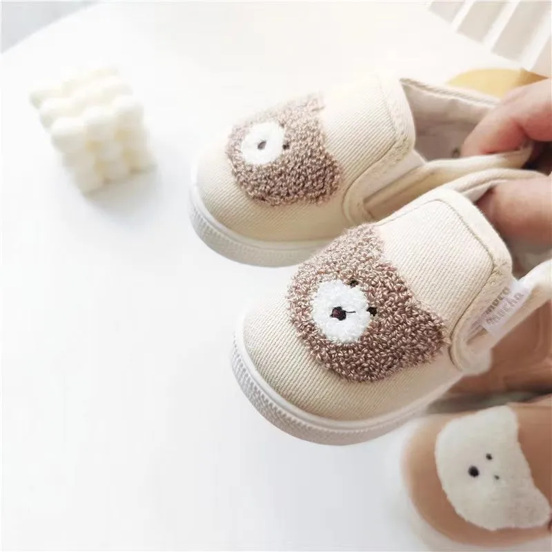 Embroidered Bear First Walker Canvas Shoes