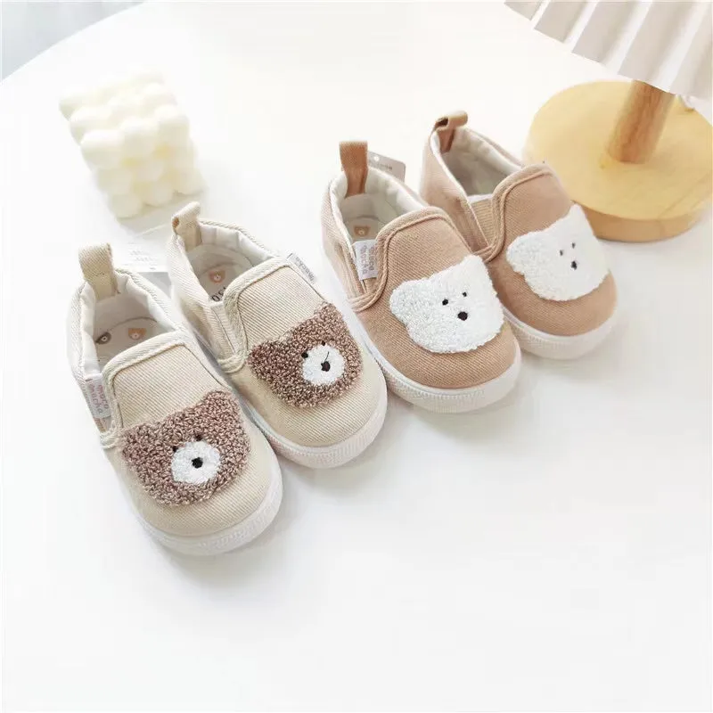 Embroidered Bear First Walker Canvas Shoes