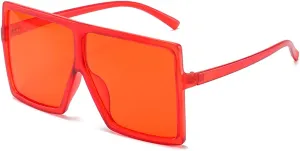 ENSARJOE Square Oversized Sunglasses for Women Men Flat Top Fashion ShadesUV Protection