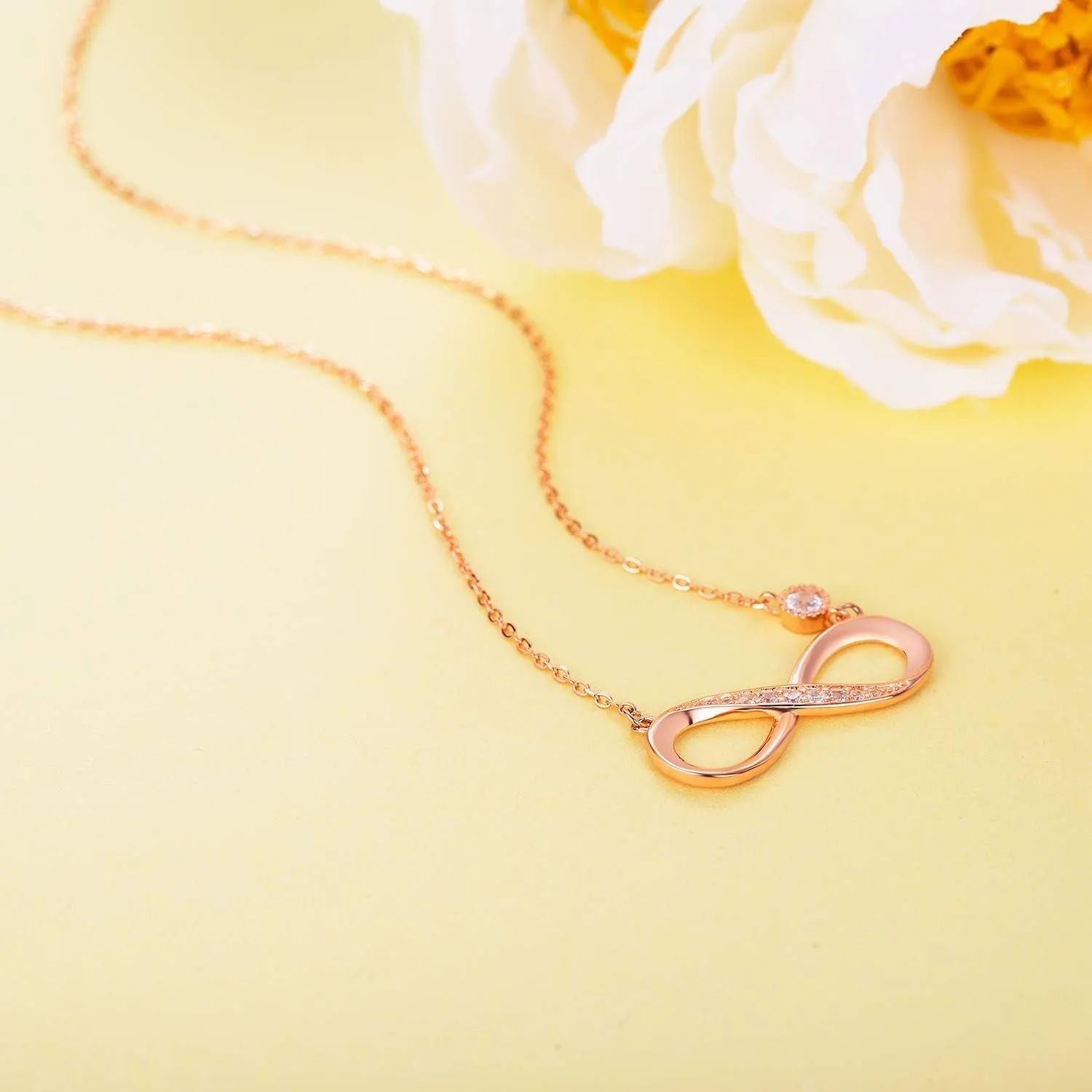 Infinity Necklaces 925 Sterling Silver Necklace Love Pendant White Gold Plated Women Necklace Gifts for for Women