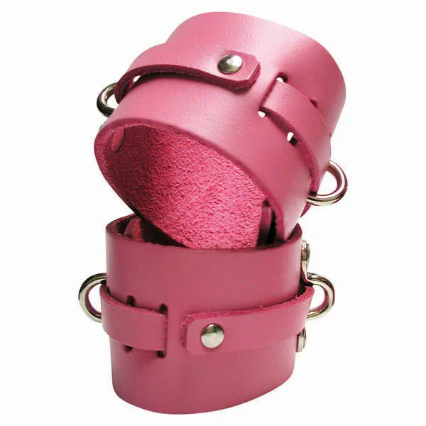 KINKLAB PINK BOUND LEATHER ANKLE CUFFS