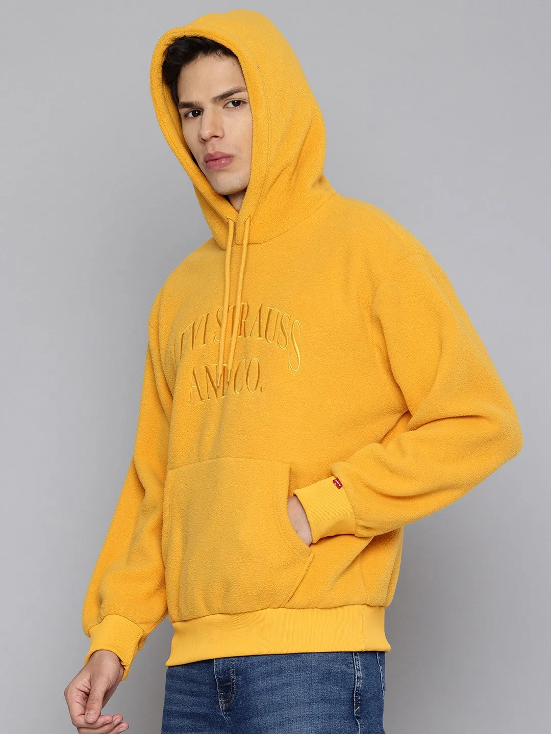 Men's Brand Logo Mustard Hooded Sweatshirt