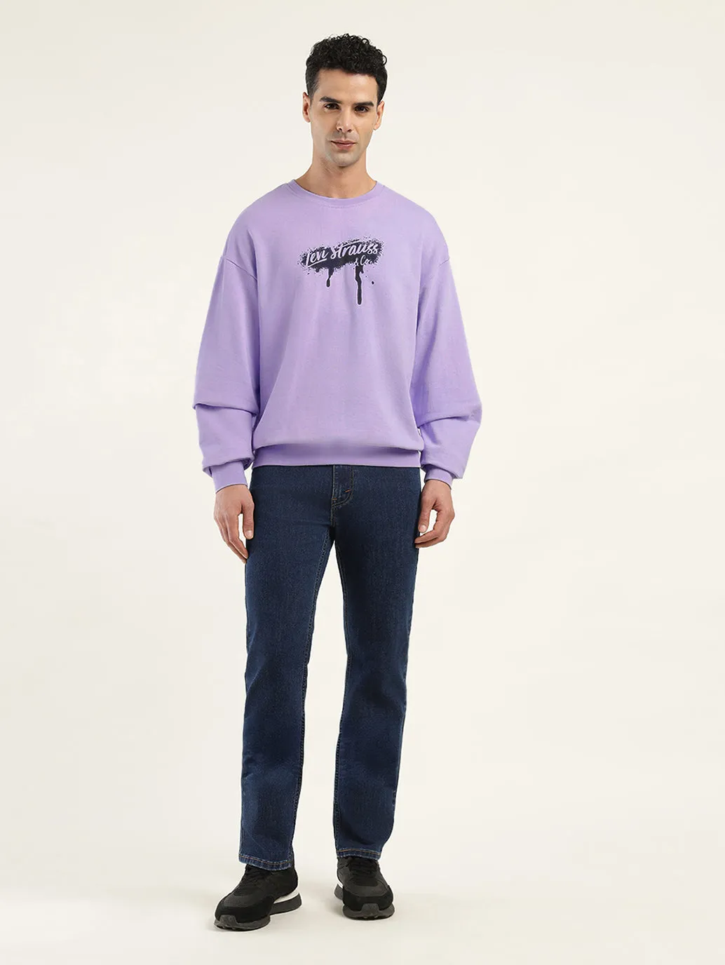 Men's Solid Lavender Crew Neck Sweatshirt