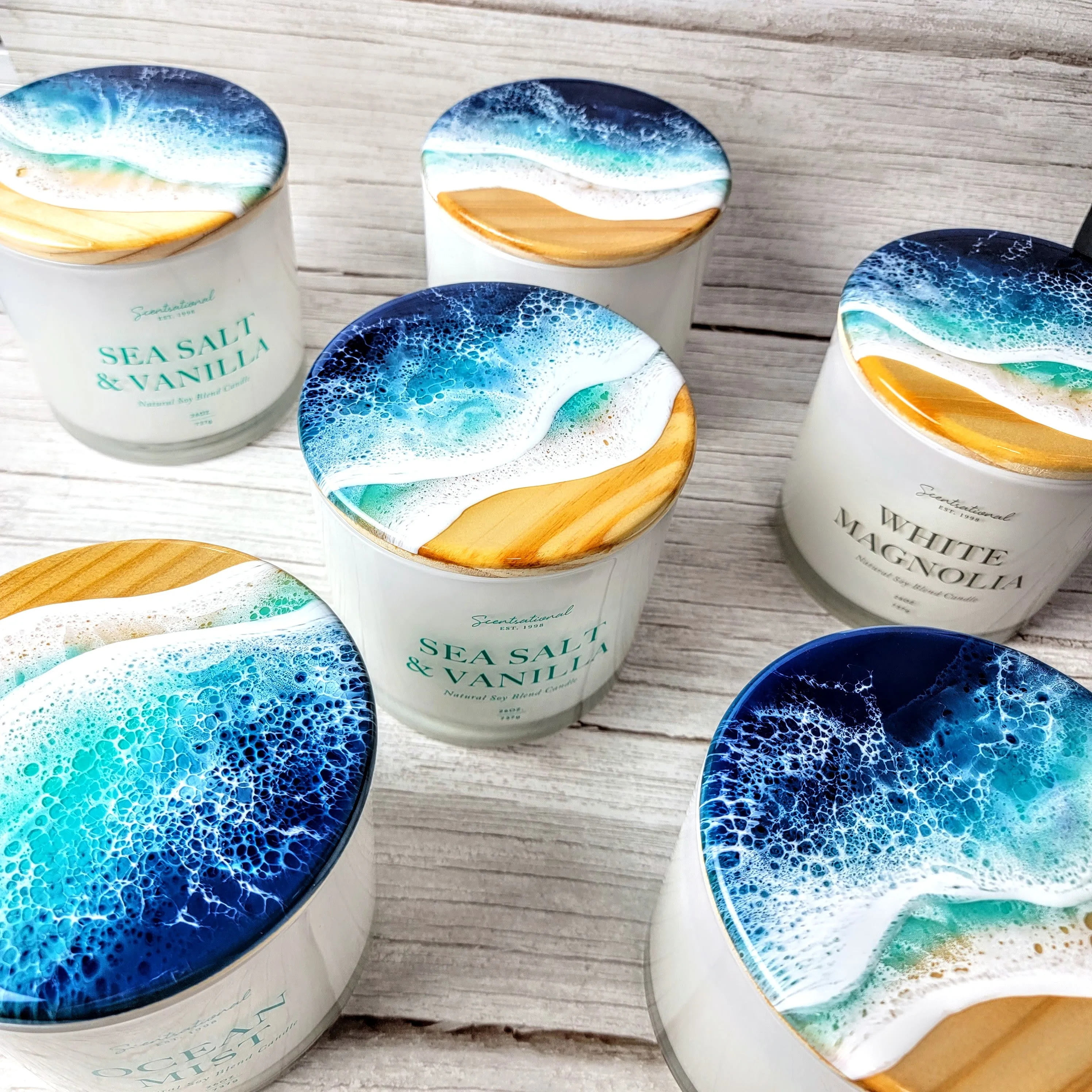 Ocean Topped Candles