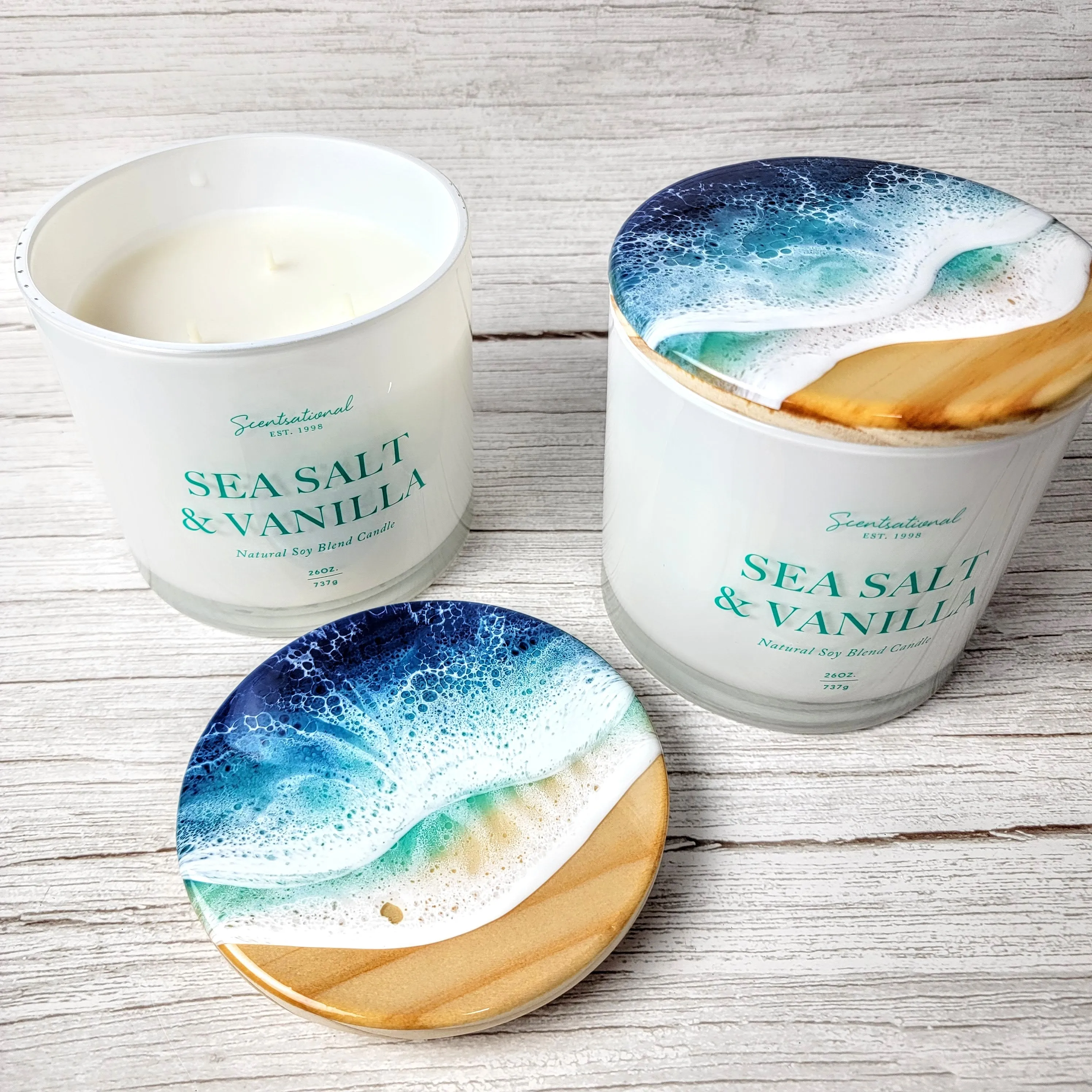 Ocean Topped Candles