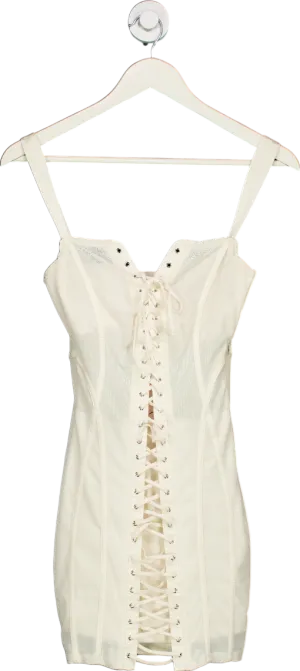 Oh Polly White Lace-Up Corset Dress UK 6