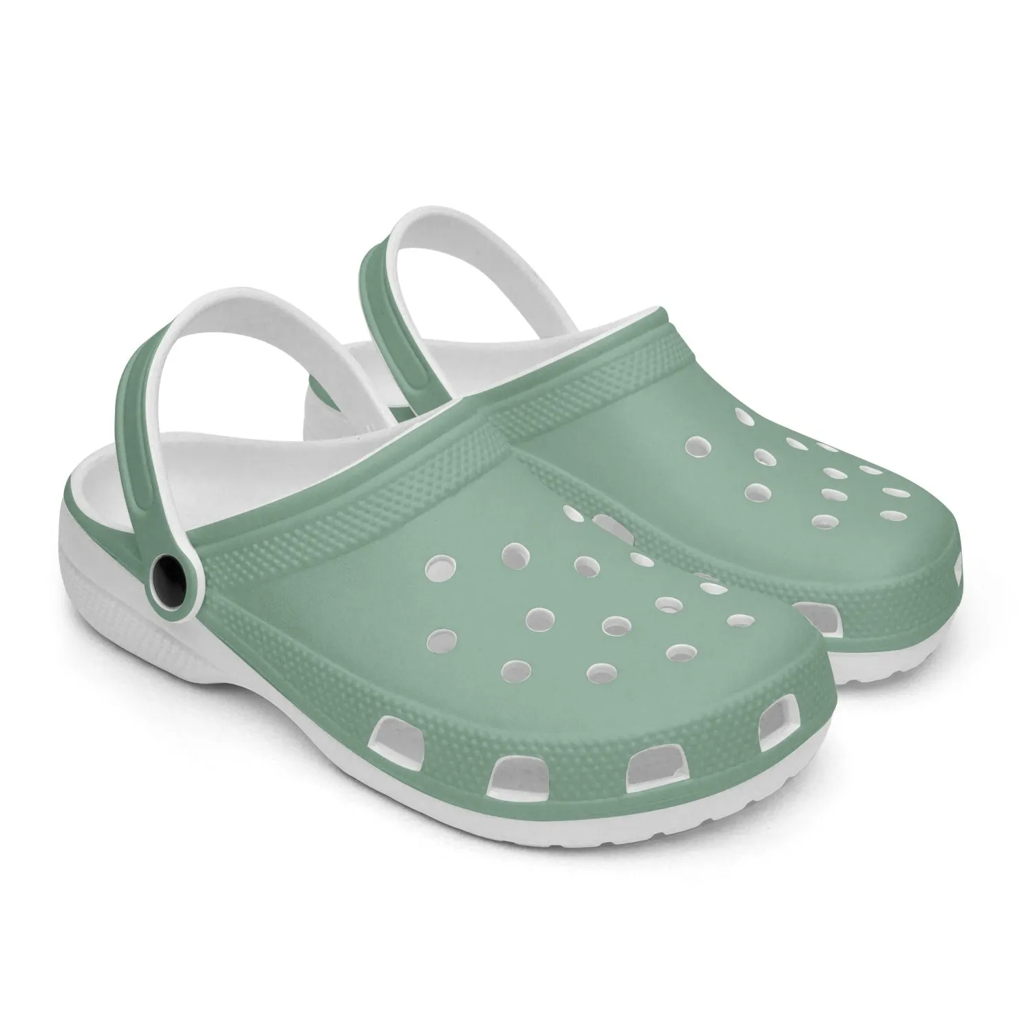 Pastel Green Color Unisex Clogs, Best Solid Green Color Unisex Classic Lightweight Best Sandals For Men or Women