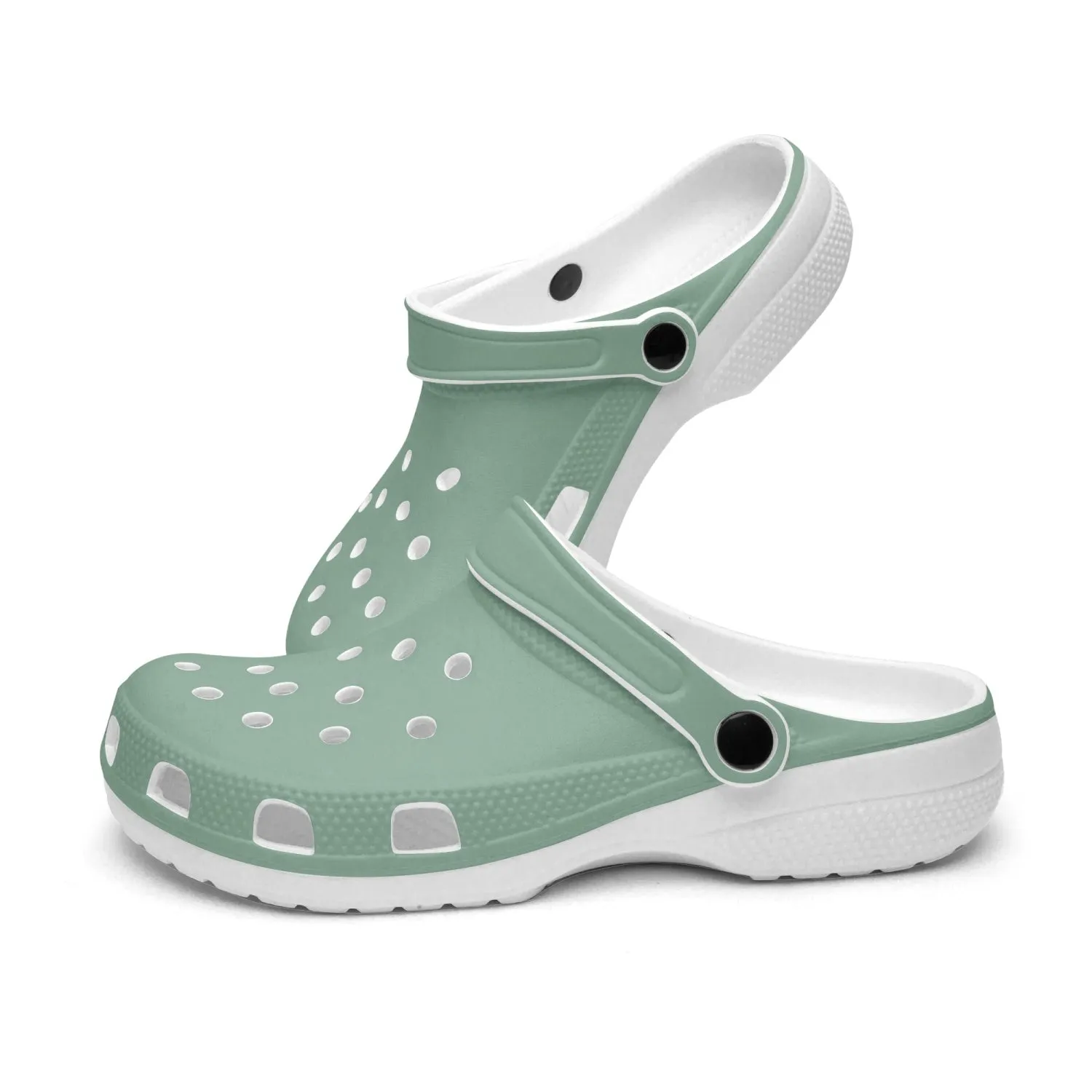 Pastel Green Color Unisex Clogs, Best Solid Green Color Unisex Classic Lightweight Best Sandals For Men or Women