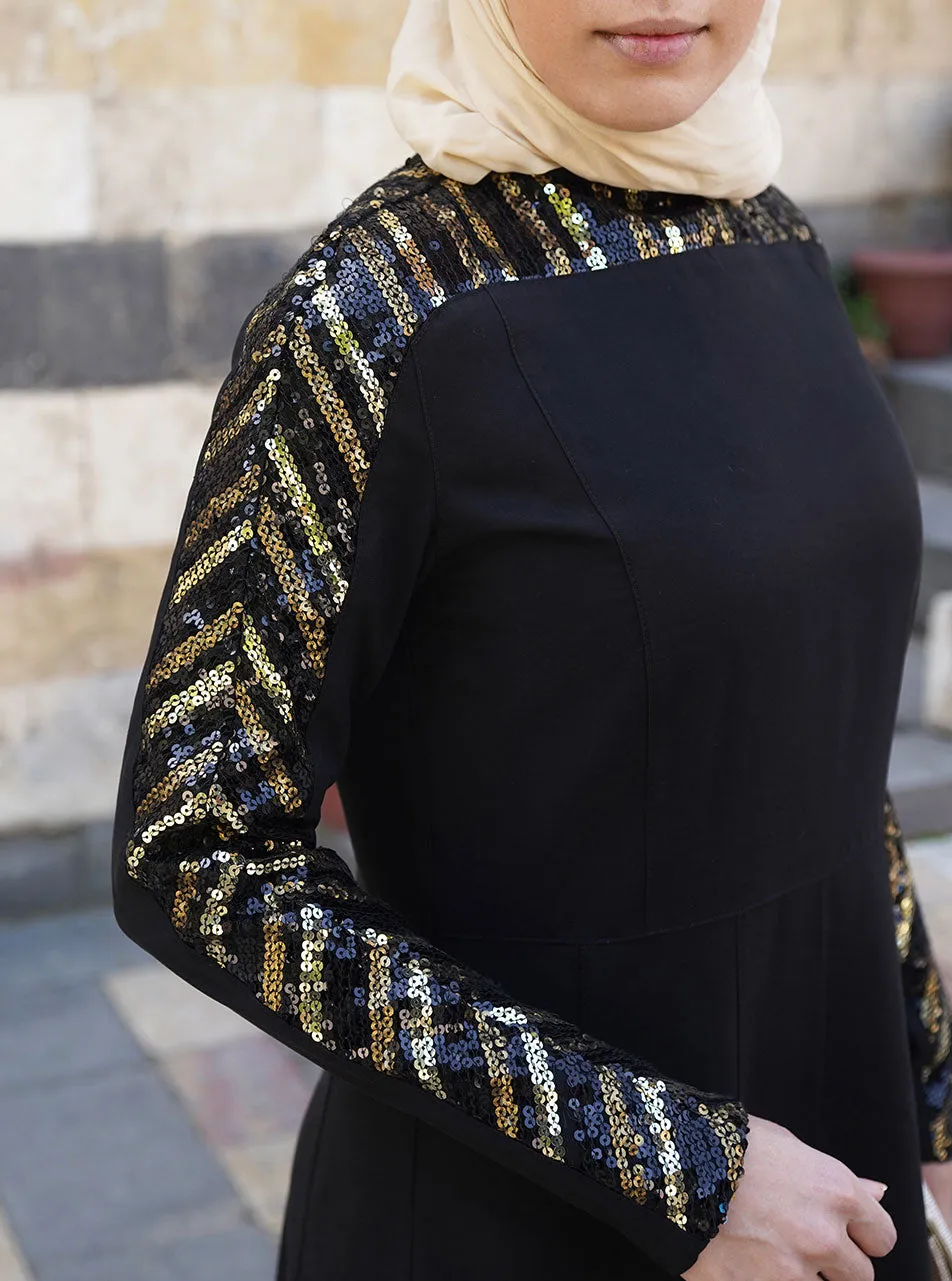 Sequin Topped Abaya Gown