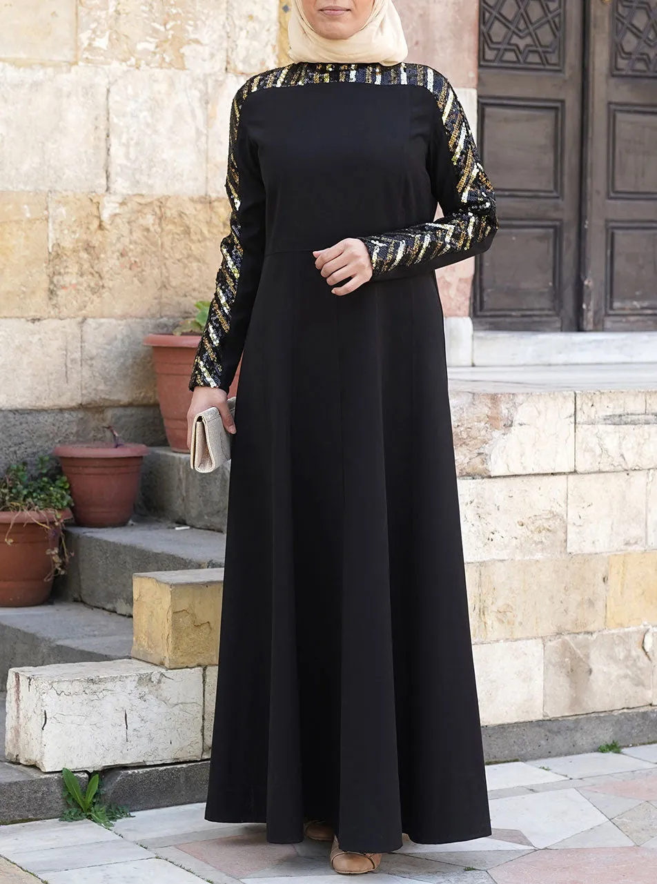 Sequin Topped Abaya Gown
