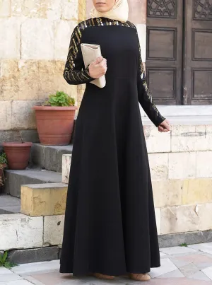 Sequin Topped Abaya Gown