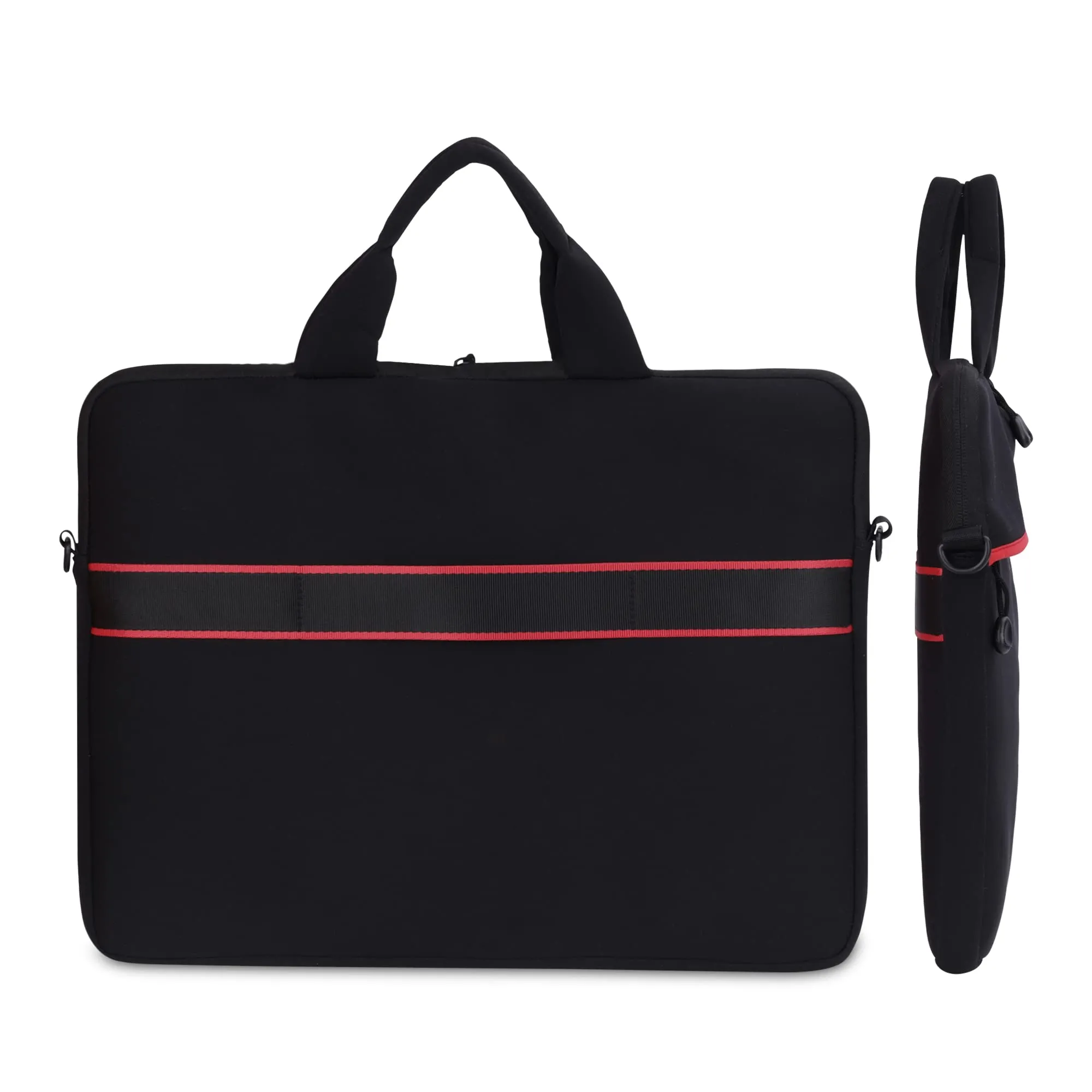 The Clownfish Lucas Series Polyester Unisex 15.6 inch Tablet Case Laptop Sleeve Laptop Bag Case Slipcase Shoulder & Trolley Strap (Black)