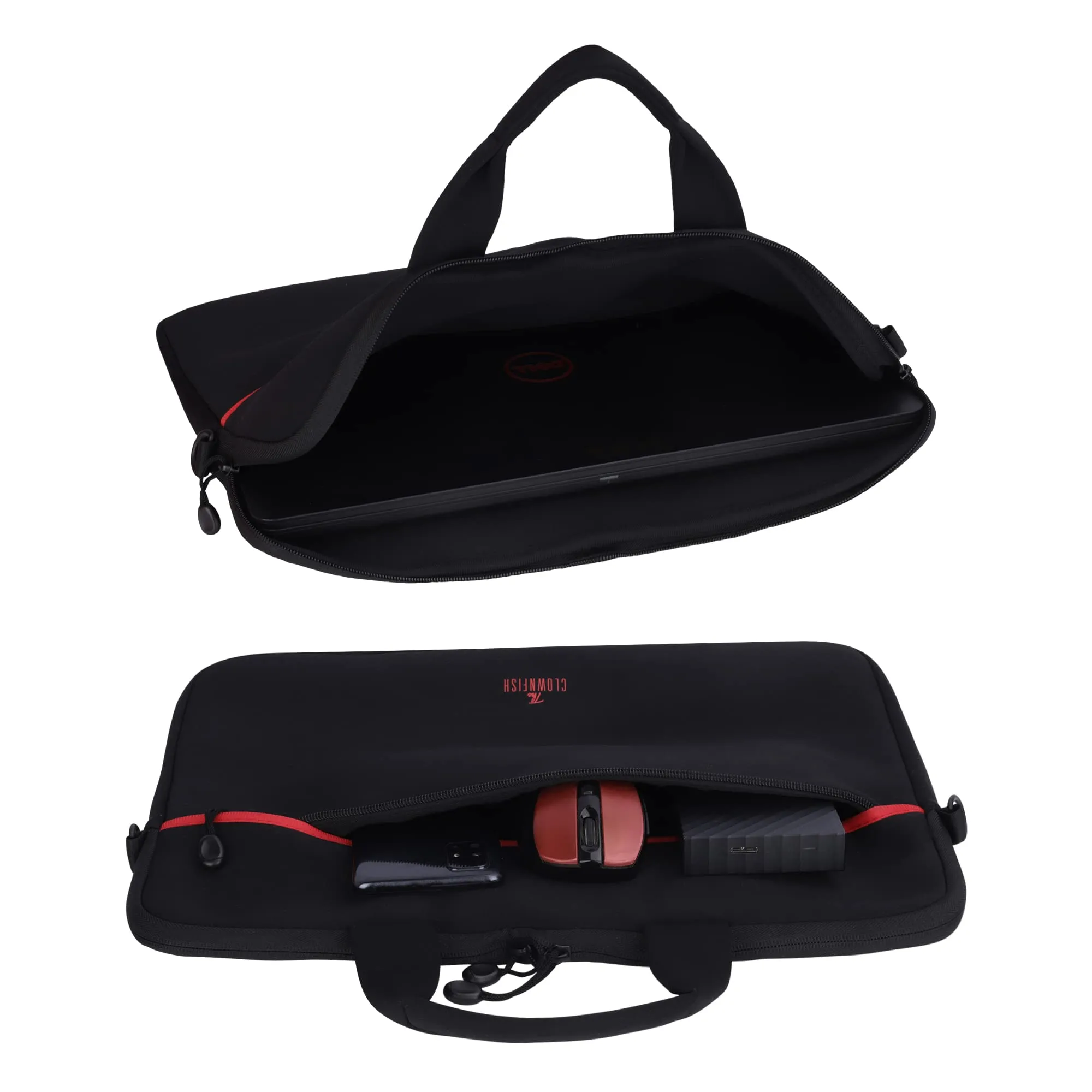 The Clownfish Lucas Series Polyester Unisex 15.6 inch Tablet Case Laptop Sleeve Laptop Bag Case Slipcase Shoulder & Trolley Strap (Black)