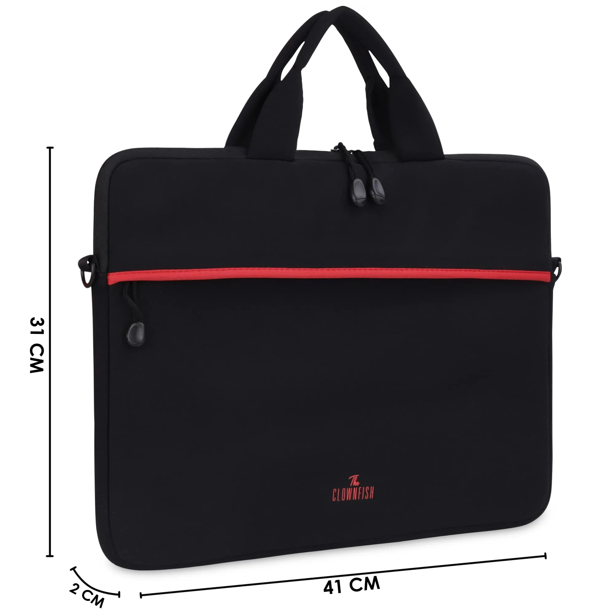 The Clownfish Lucas Series Polyester Unisex 15.6 inch Tablet Case Laptop Sleeve Laptop Bag Case Slipcase Shoulder & Trolley Strap (Black)