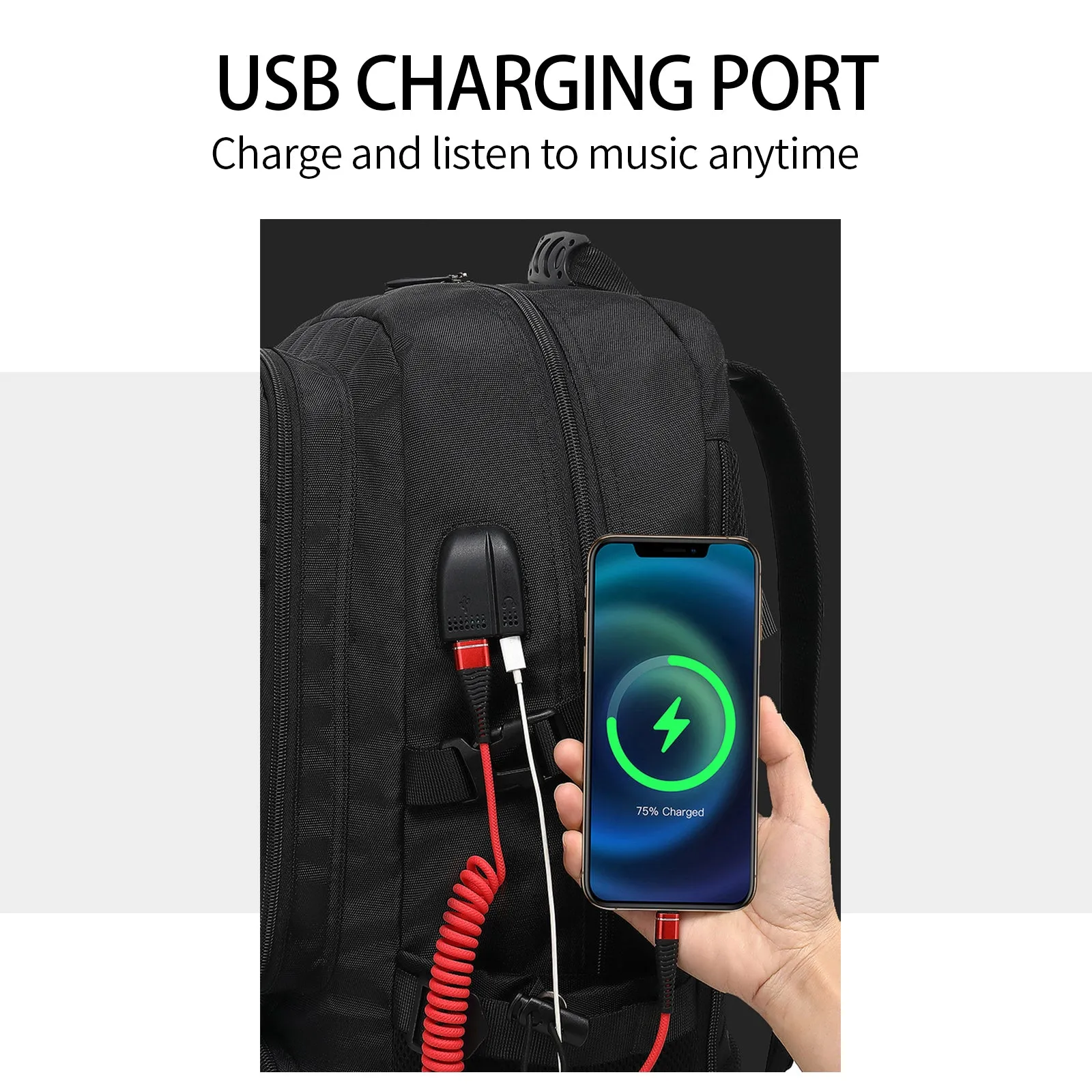 Travel Laptop Backpack, Business Durable Laptops Backpack with USB Charging Port, Water Resistant Hiking Backpack Computer Bag Gift for Men & Women Fits 17 Inch Notebook, Black